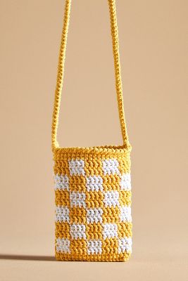 Maison Irem Crochet Phone Baggy Bag In Yellow