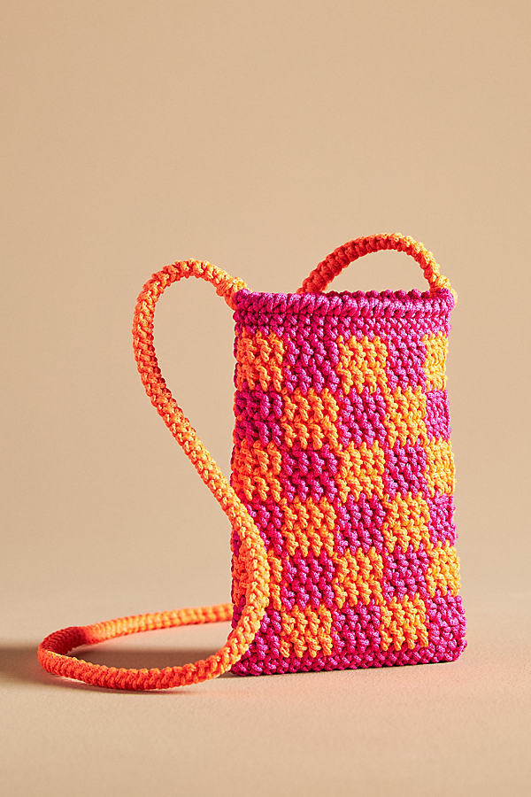 Maison Irem Crochet Phone Baggy Bag In Orange