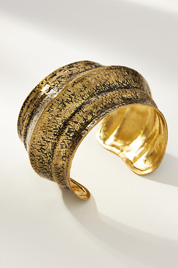 By Anthropologie Wide Hammered Cuff Bracelet In Gold