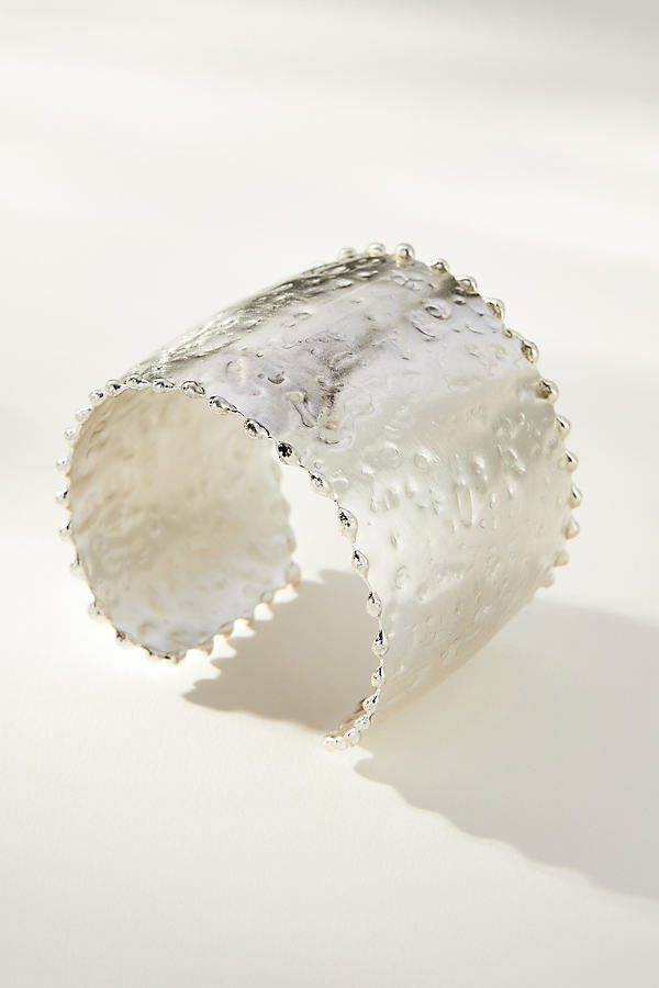 By Anthropologie Textured Metal Cuff Bracelet In White