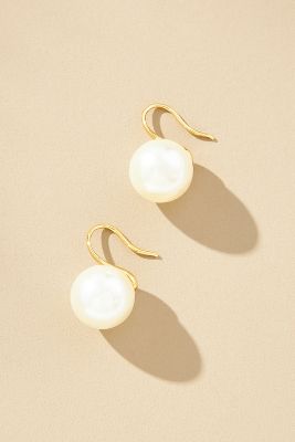 By Anthropologie Pearl Hook Earrings In White