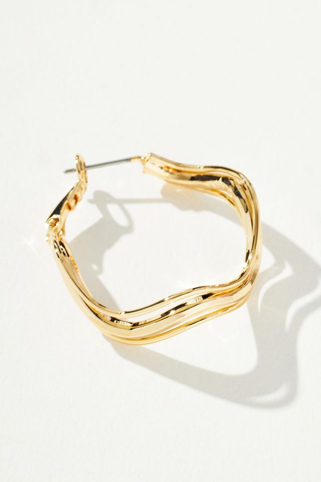 Gold-Plated Curvy Hoop Earrings #1