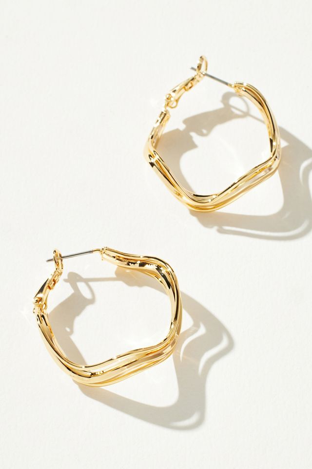 Gold-Plated Curvy Hoop Earrings