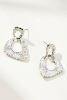 Shop By Anthropologie Hammered Linked Earrings In Silver