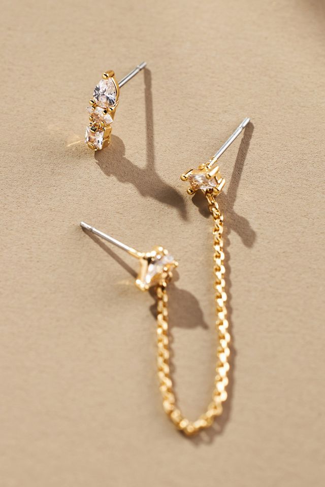 Delicate Crystal Earrings, Set of 2 #1