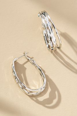 Shop By Anthropologie Natural Oval Drop Earrings In Silver