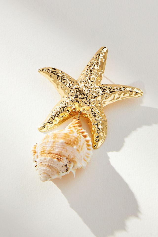 Starfish Shell Drop Earrings | Anthropologie