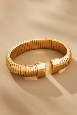 By Anthropologie Chunky Ribbed Stretch Bracelet In Gold
