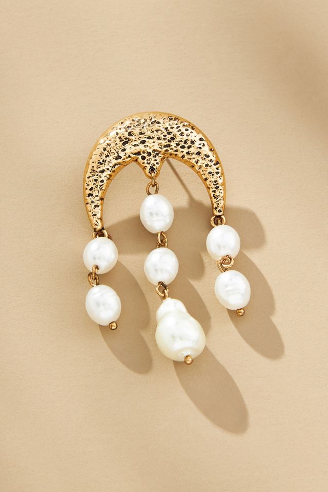 Half-Moon Pearl Drop Earrings #1
