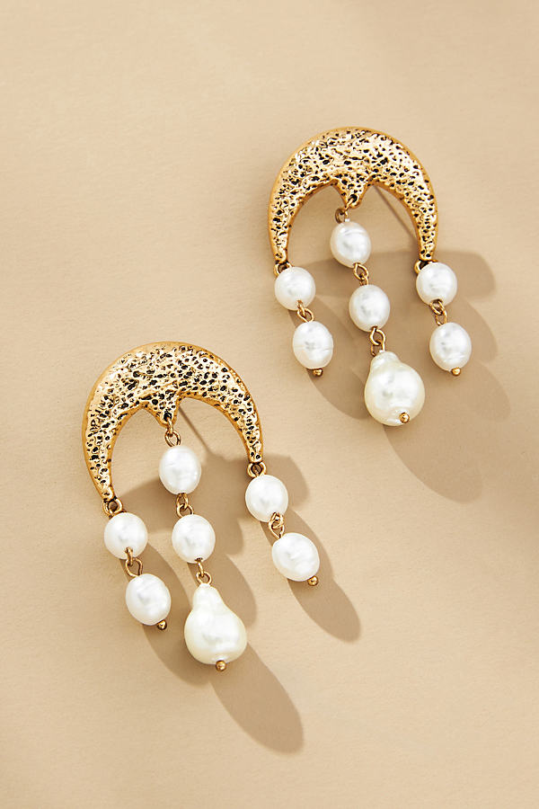 Half-Moon Pearl Drop Earrings
