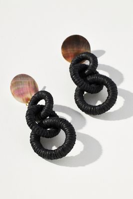 Shop By Anthropologie Shell Linked Raffia Drop Earrings In Black