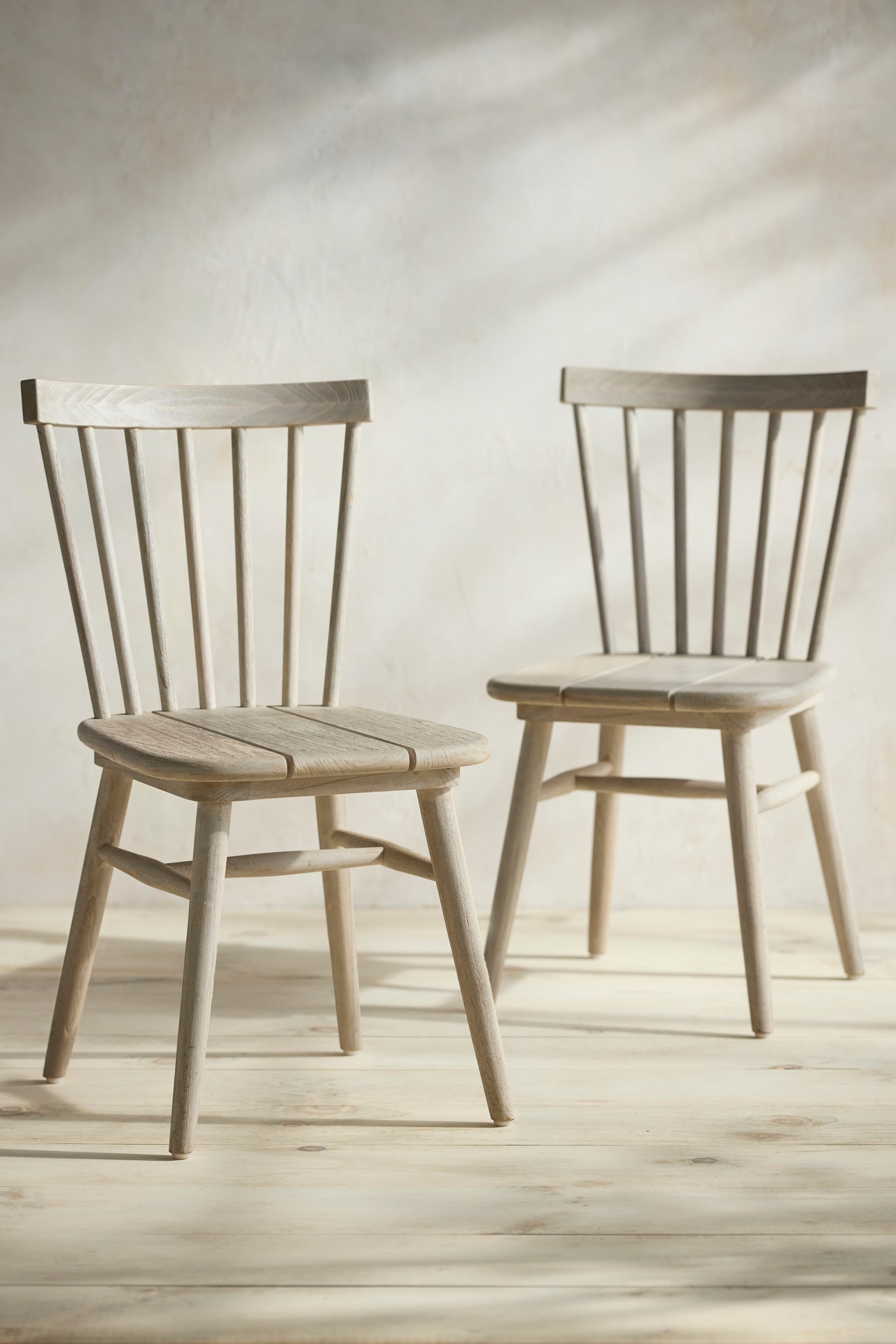 Windsor Teak Side Chairs, Set of 2