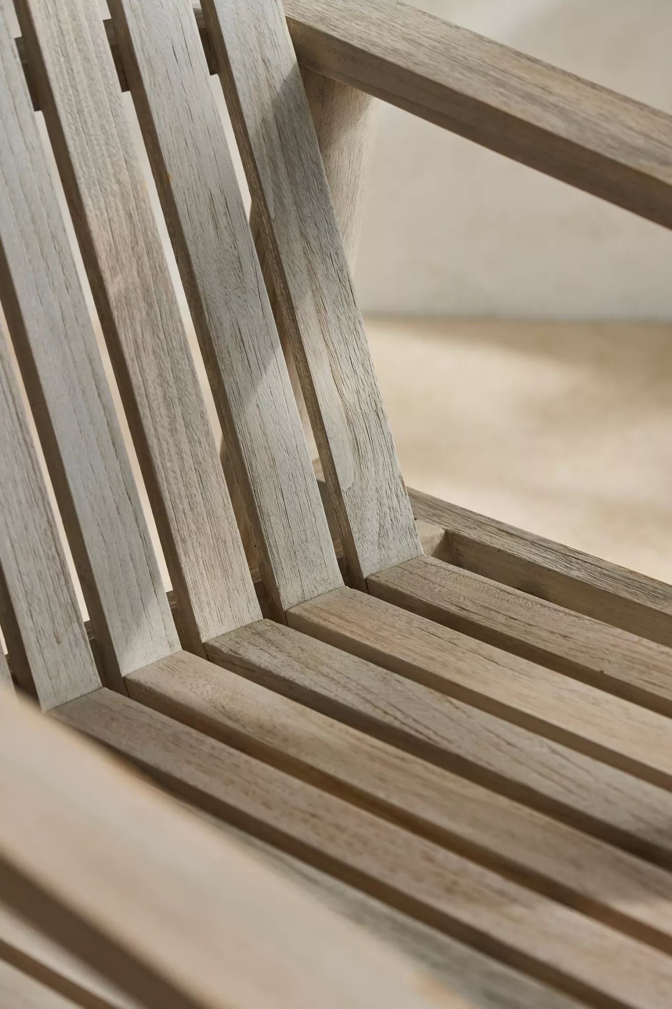 Close-up of teak chair slat detail