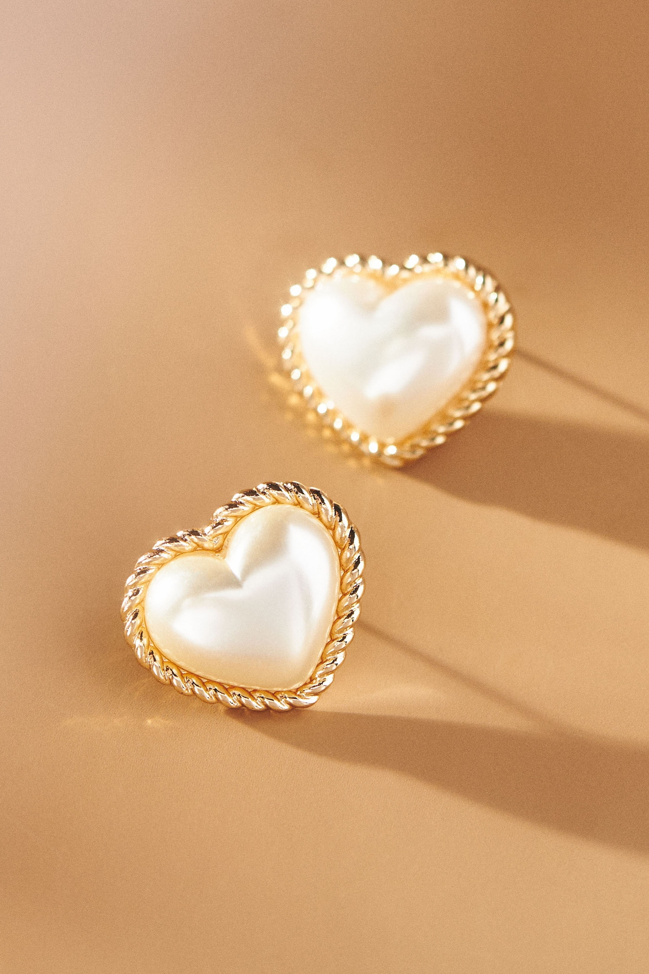 Shashi Vintage Heart Pearl Post Earrings