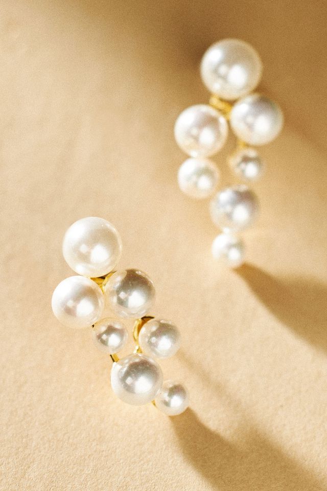 Shashi Pearl Cluster Stud Earrings | Anthropologie