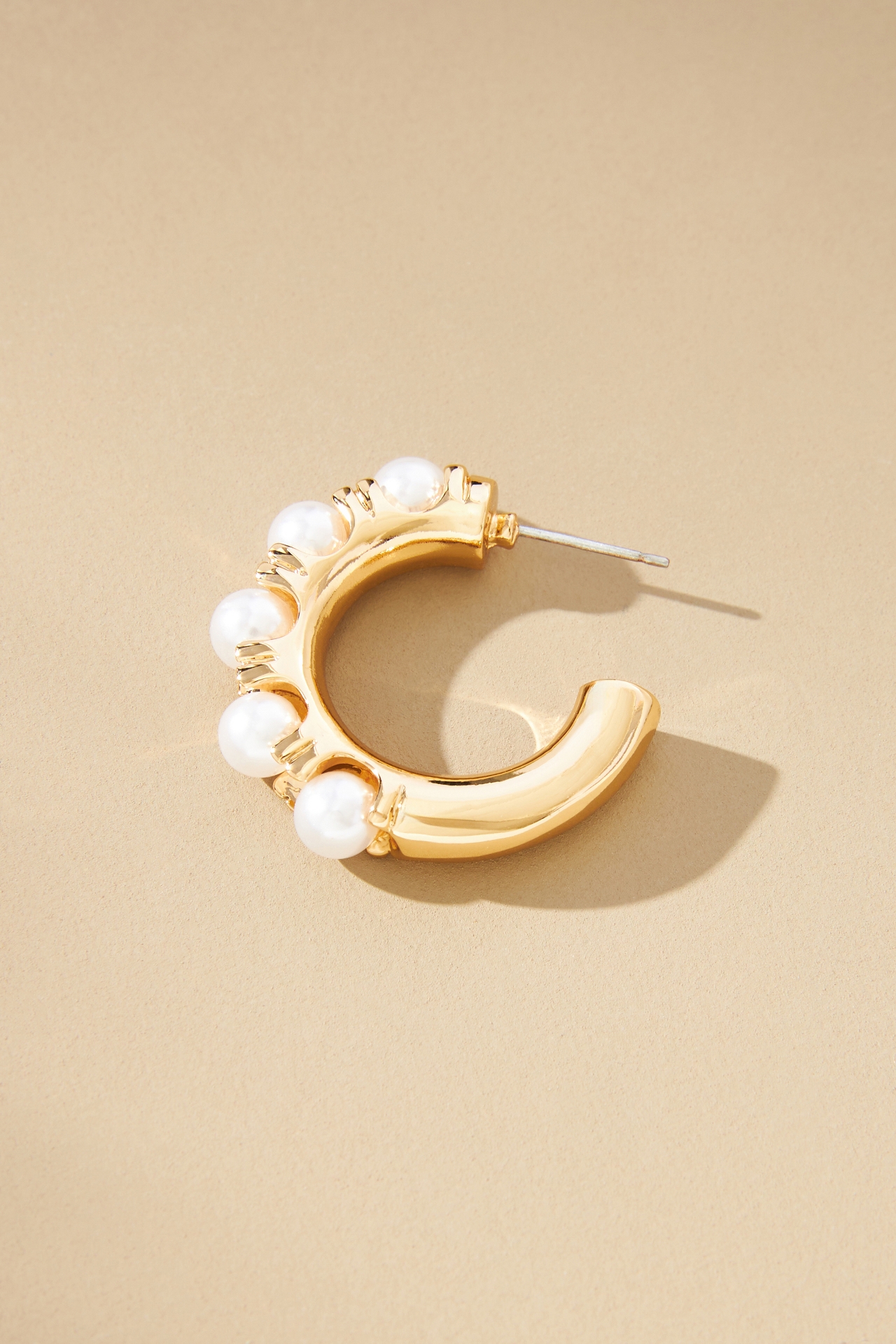 Pearl-Embellished Hoop Earrings