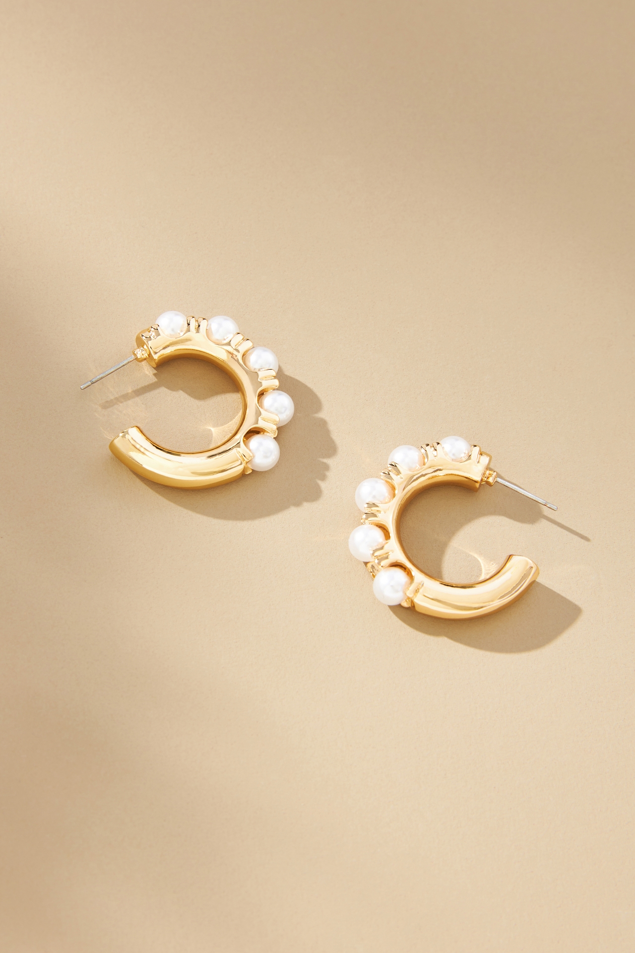 Pearl-Embellished Hoop Earrings