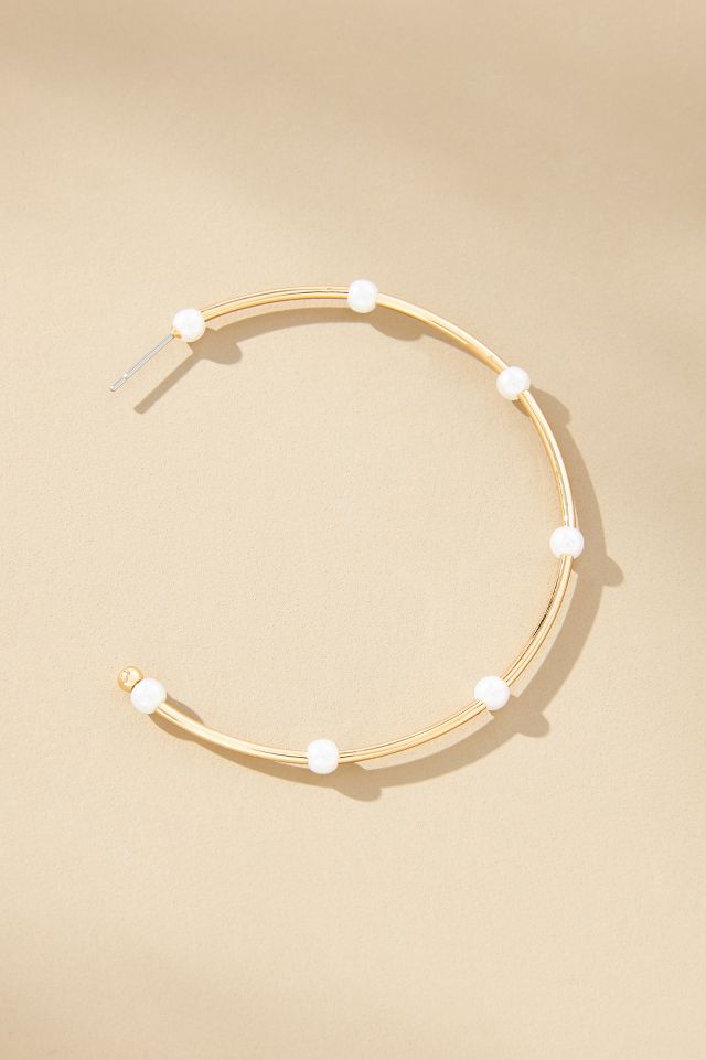 Delicate Pearl Hoop Earrings | Anthropologie