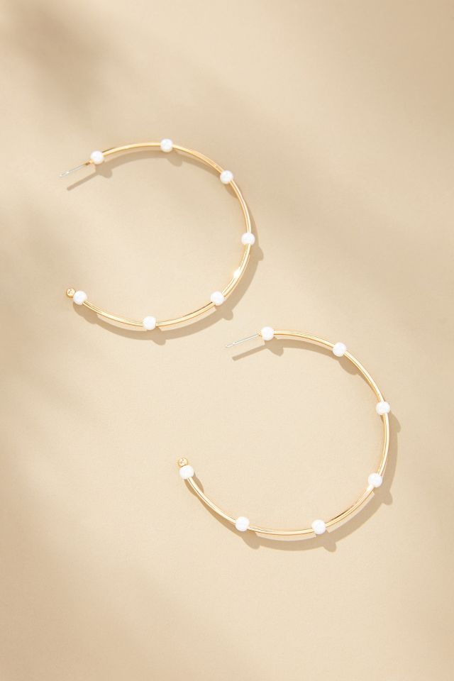 Delicate Pearl Hoop Earrings | Anthropologie