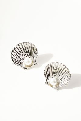 Shop By Anthropologie Pearl Shell Post Earrings In Silver