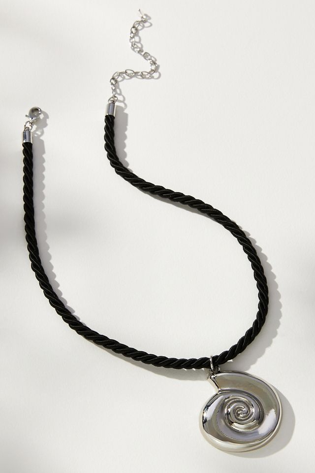 Swirled Shell Pendant Rope Necklace #1