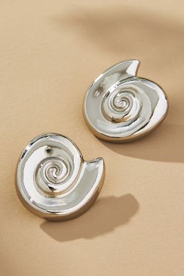 Shop By Anthropologie Shell Swirl Post Earrings In Silver