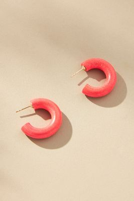 Shop Binky And Lulu Cherry Tomato Mini Hoop Earrings In Red