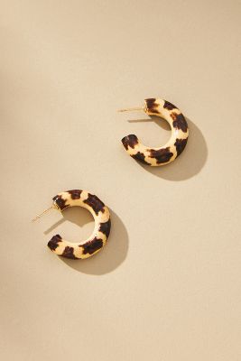 Shop Binky And Lulu Leopard Mini Hoop Earrings In Multicolor