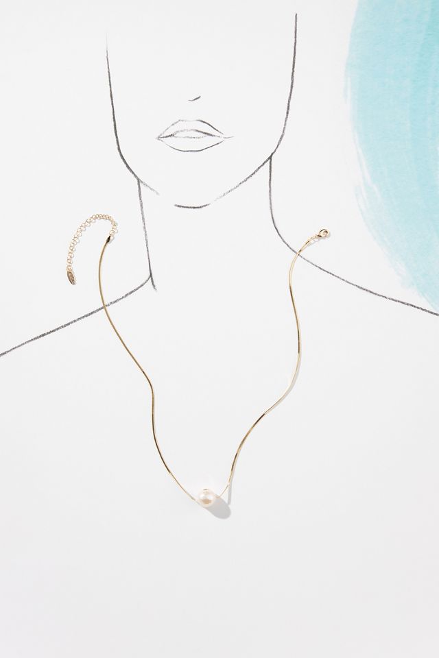 Pearl Slider Herringbone Necklace #2