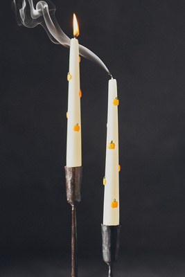 Anthropologie Icon Pumpkin Taper Candles, Set Of 2 In White