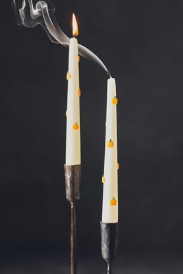 Icon Pumpkin Taper Candles, Set of 2