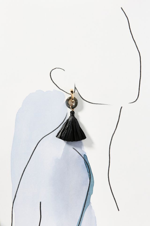 Enamel Ring Tassel Drop Earrings #2
