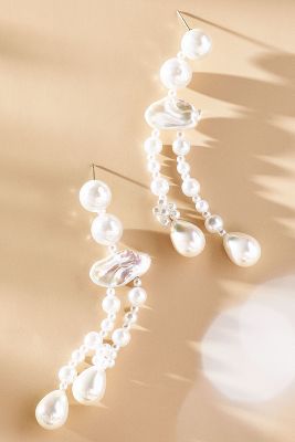 Shop Bhldn X Serefina Pearl Cluster Drop Earrings In White