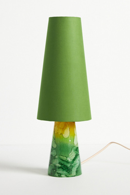 Anthropologie Green Watercolour Glass Table Lamp