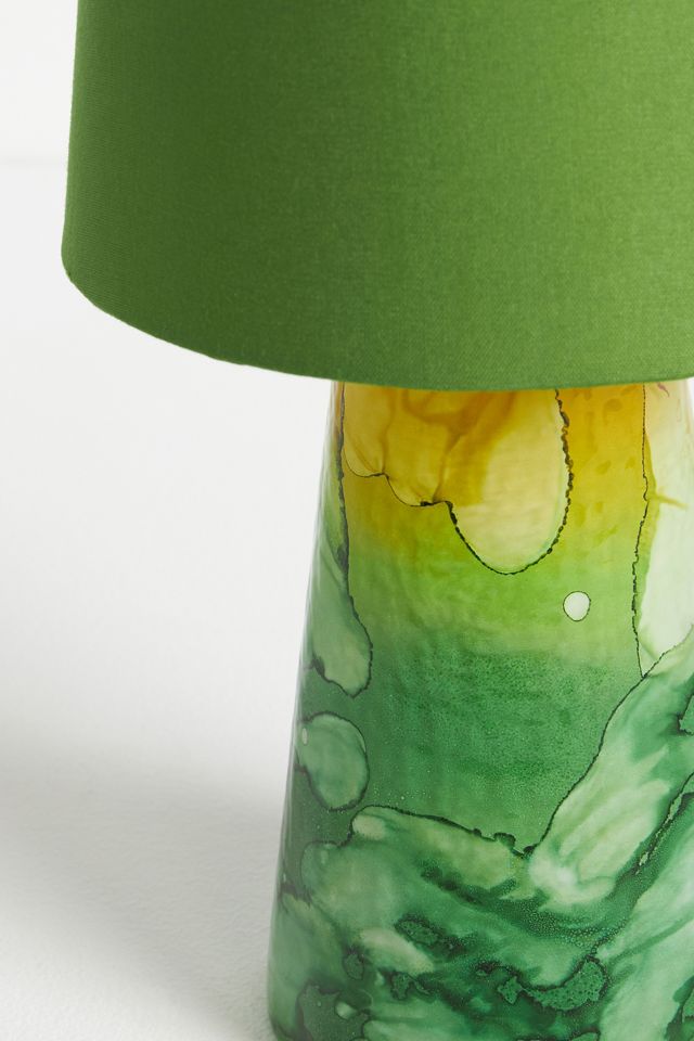 Green Watercolour Glass Table Lamp #4
