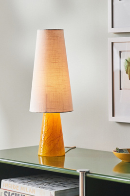 Anthropologie Orange Watercolour Glass Table Lamp In Green