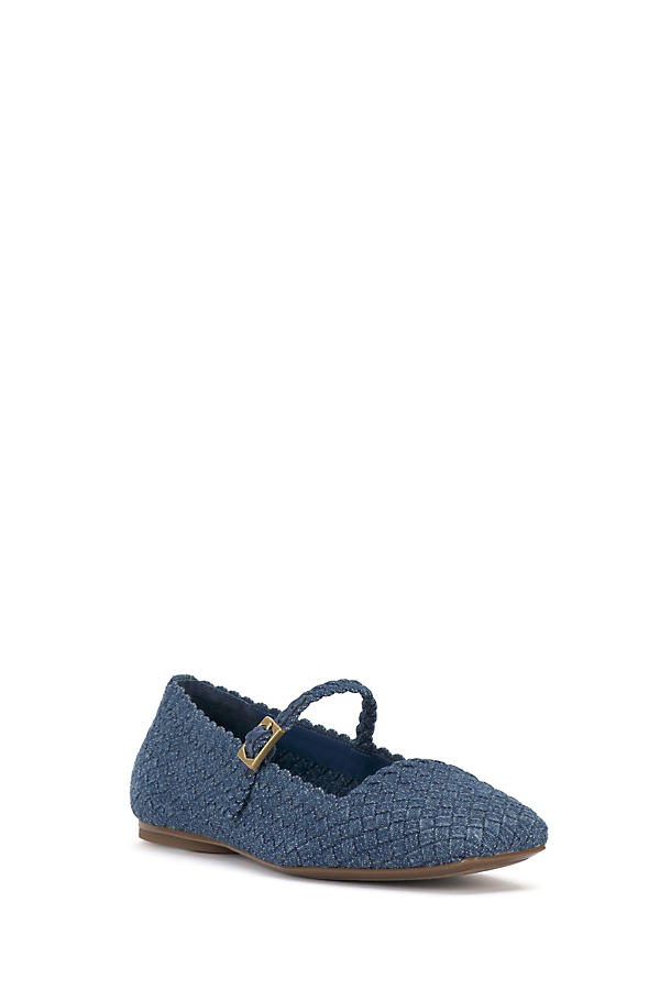 Shop Vince Camuto Vinley Woven Mary Jane Flats In Blue