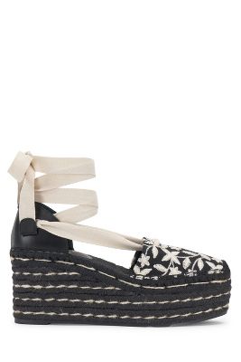 Vince Camuto Women's Tishea Lace-up Espadrille Wedge Sandals In Black,cream