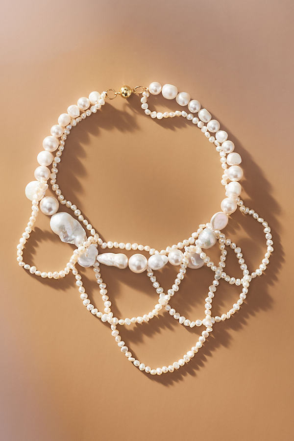 A.b. Ellie Baroque Pearl Layered Necklace In White
