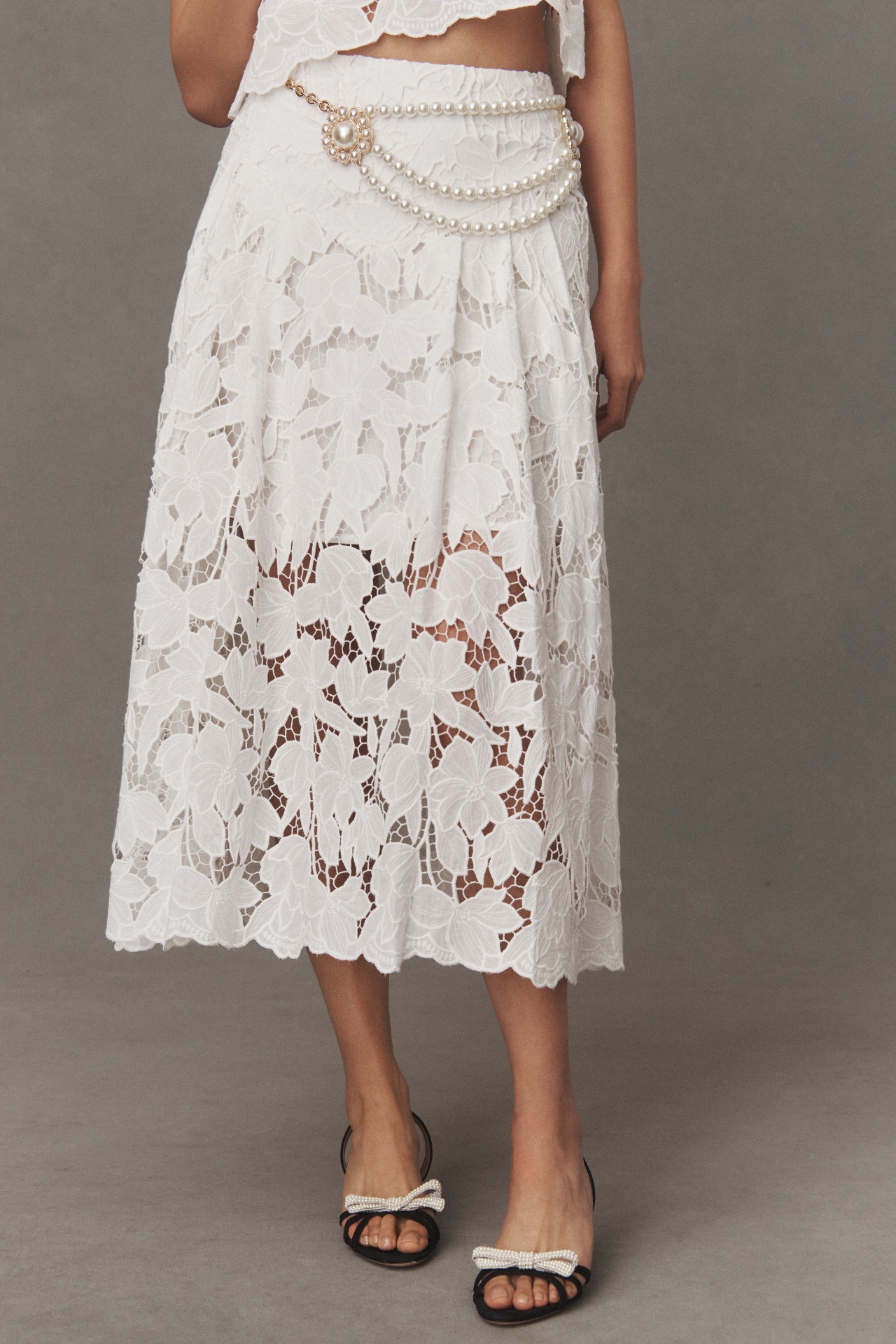 Karina Grimaldi Artemisa Lace Midi Skirt