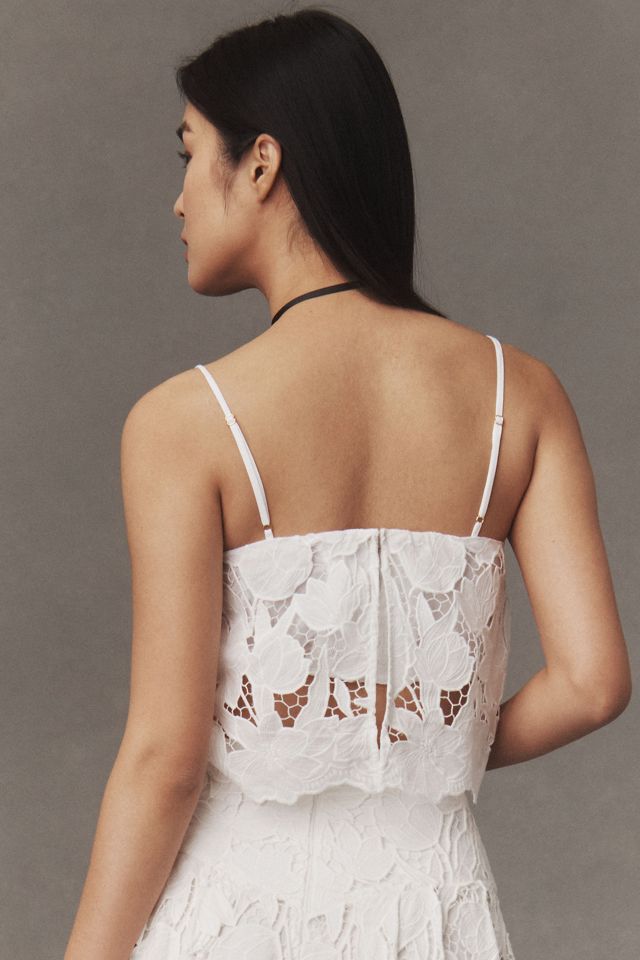 Karina Grimaldi Caridad Square-Neck Crop Lace Top | Anthropologie