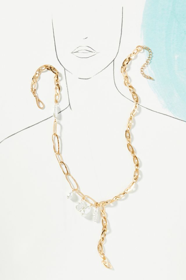 Pearl Charm Chain Link Necklace #2