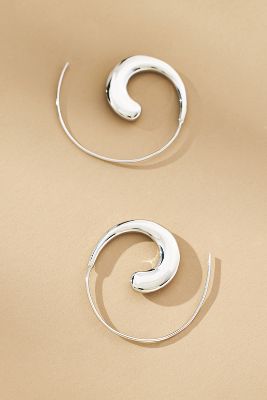 Shop By Anthropologie Bean Spiral Hoop Earrings In Silver