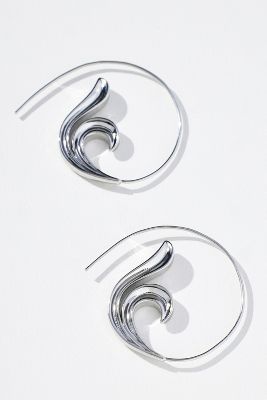 Shop By Anthropologie Spiral Dolphin Tail Threader Earrings In Silver
