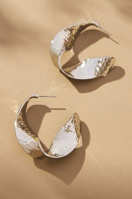 Shop By Anthropologie Molten Twist Hoop Earrings In Silver