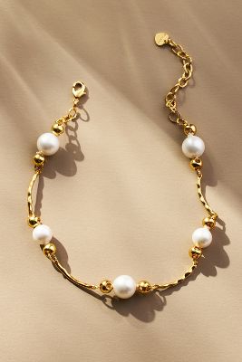 By Anthropologie Pearl Link Chain Necklace In Gold
