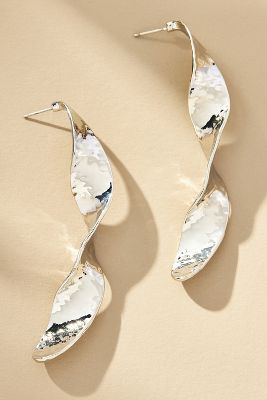 Shop By Anthropologie Long Twist Drop Earrings In Silver