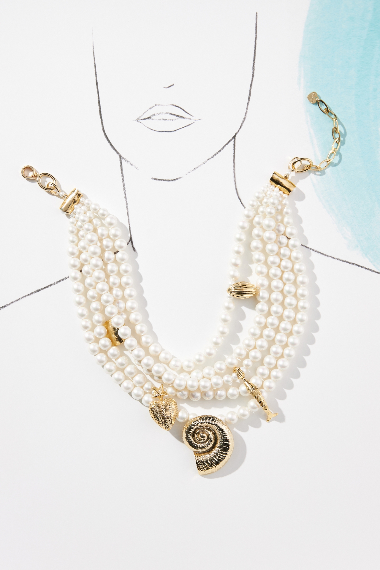 Layered Pearl Sealife Necklace