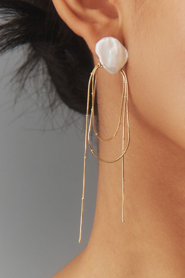 Pearl Loop Chain Drop Earrings #3