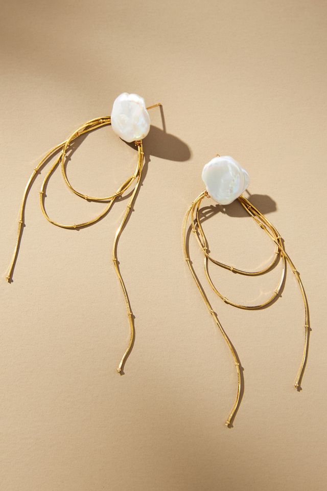 Pearl Loop Chain Drop Earrings #1